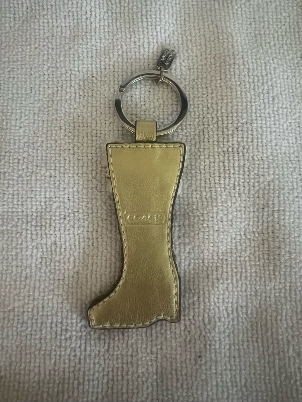 Boot Keychain with Shearling Accent - Brown and Cream - Picture 3 of 4